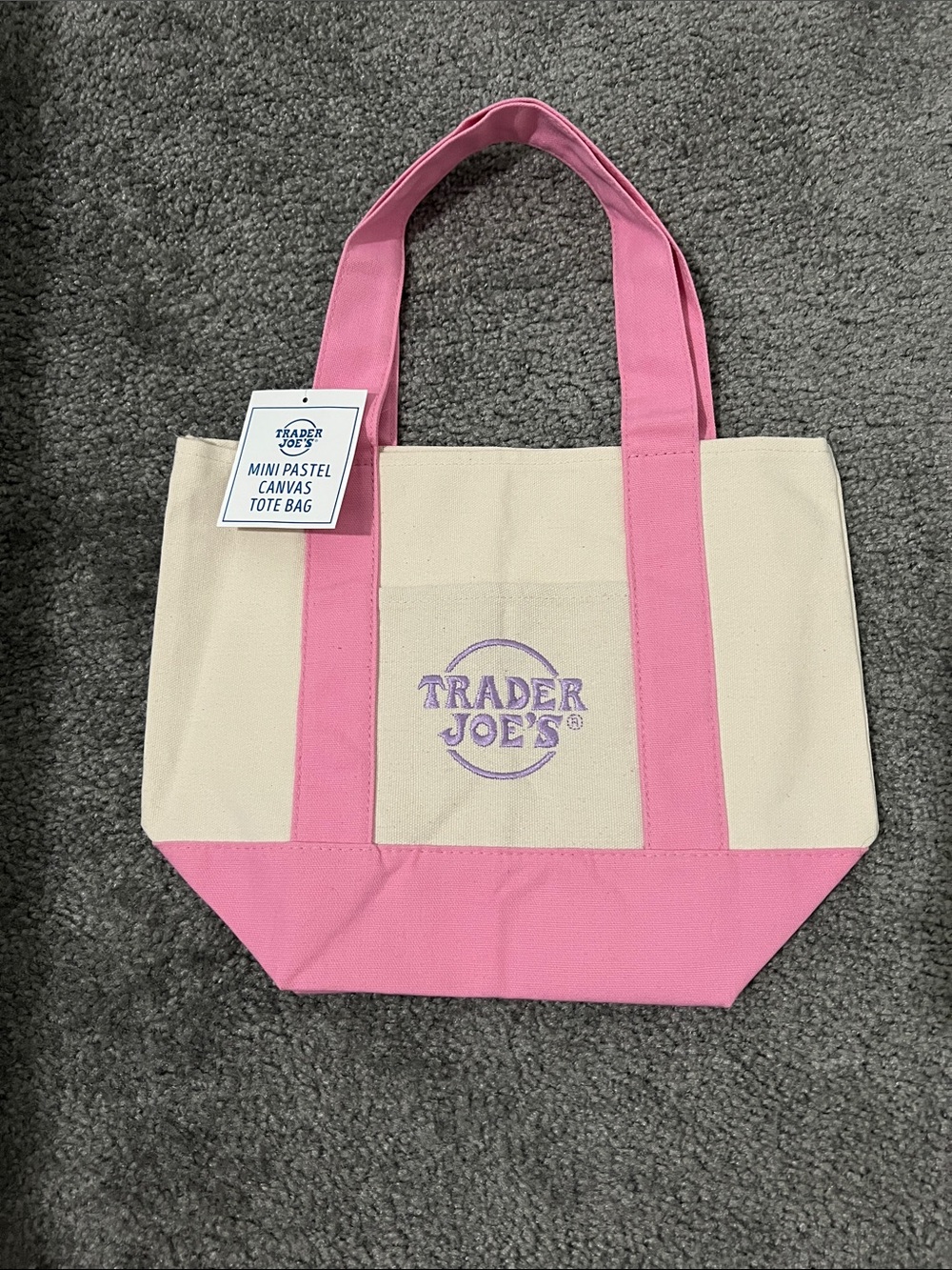 Trader Joe’s Mini Pastel Canvas Tote Bag - Pink